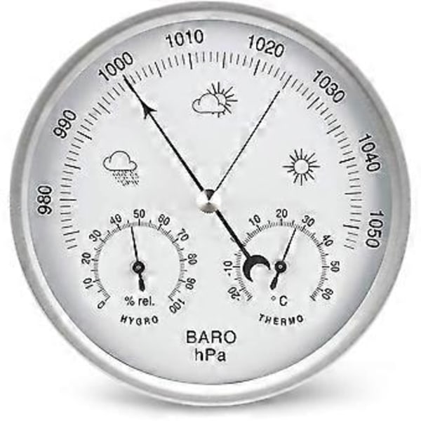Vejrstation Analog Ur Barometer Med Termometer Hygrometer Lufttryksmålinger Simpel Og Letlæselig