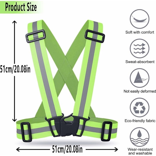 2 stk. cykelrefleksvest, refleksjakke sikkerhedsvest, høj synlighed, justerbar størrelse, elastisk motorcykel sikkerhedsvest til cykling, løb