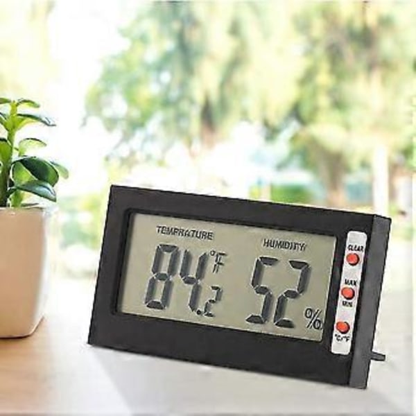 Digitalt LCD Hygrometer Indendørs Termometer Multifunktions Monitor Temperatur Fugtighedsmåler Monitor Til Kontor Soveværelse Stue Drivhus Dyrkning