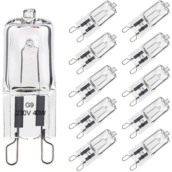 G9 40W Oven Bulb Tolerance of 300°C, Warm White Dimmable G9 Halogen Bulb, G9 Filament Capsule Bulbs 480LM 230V Pack of 10