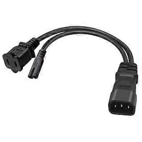 C14 til C7 + 1-15R Y Splitter Strømstik Ledning Enkelt IEC 320 C14 til C7+1-15R Ledning