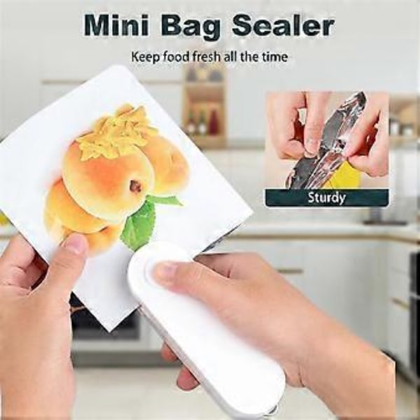 Mini Poseforsegler Mini Poseforsegler & Kutter Oppladbar Chipsposeforsegler Varmeforsegling Bærbar Poseforsegler Hvit