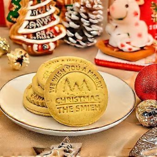 4-delt personlig julekakestempel med utstikker, skreddersydde God Jul-kaker håndlaget gave til baking