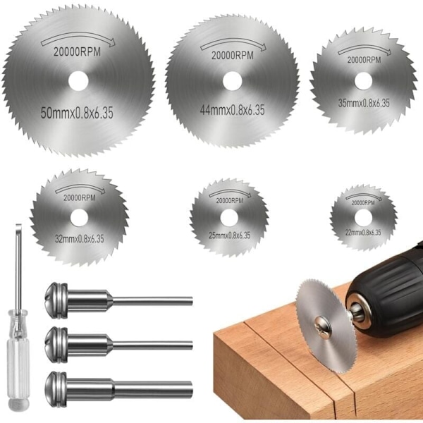 Rotary Tool Cutting Discs, Disc Drill Blades, HSS, Mini Circular High Speed ​​Steel Saw Blades for Cutting Wood, Plastic and Metal (8 Pieces)