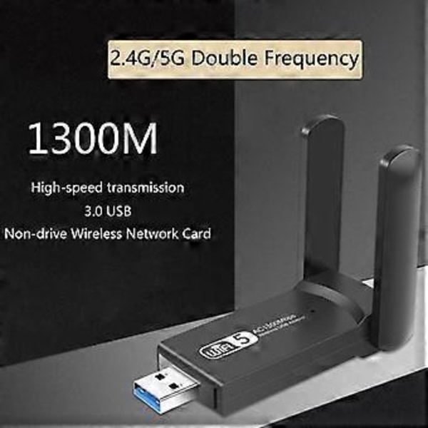 2.4G 5G 1200Mbps Wifi-sovitin USB 3.0 Langaton verkkokortti USB-dongle Antenni AP Dual Band Wi-Fi Lan Ethernet 1200M