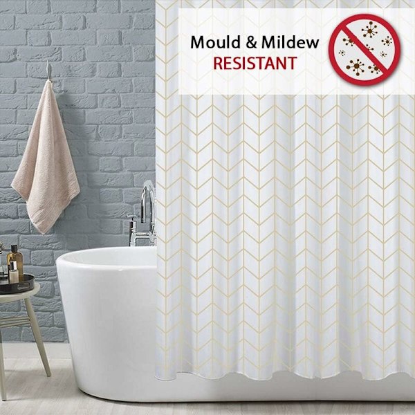 Duschdraperi, mögel- och mögelresistent fiskbensmönster 180 x 200 cm 100 % polyester