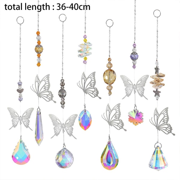 7 stykker sommerfugl krystall solfanger krystall lysekrone prisme dekor hage vindu bil bryllup