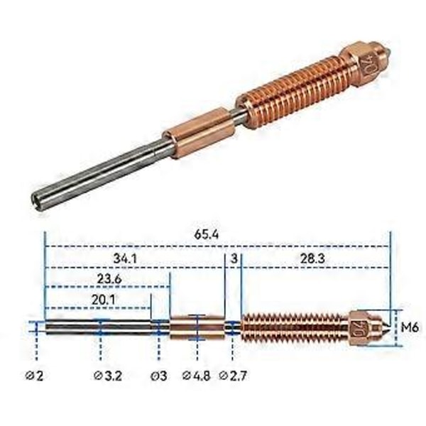 Högflödesutskrift Uppgraderat Munstycke K1C Krom Zirkonium Kopparmunstycke för K1 Max V3 3D-skrivare Hot End-0.4mm