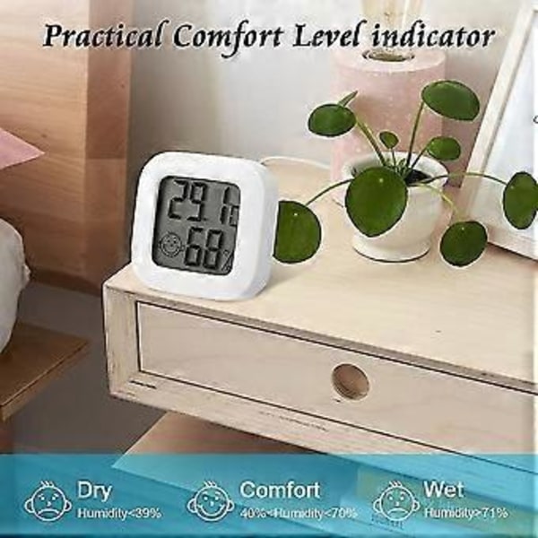 Indendørs Hygrometer Termometer, 2 stk. Mini Høj Præcision Digital Hygrometer Termometer, Temperaturmåler og Fugtighedsmåler Komfortniveauindikator