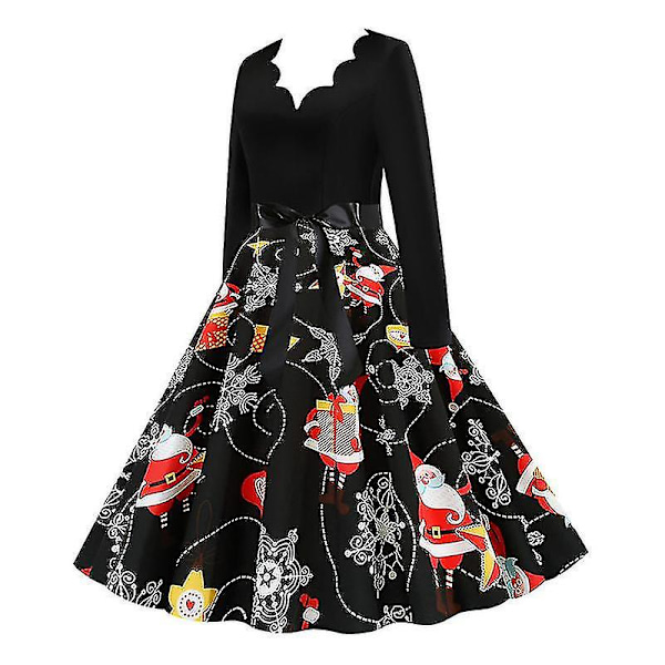 Kvinner Jul Aften Retro 50s 60s Swing Hepburn Kjole