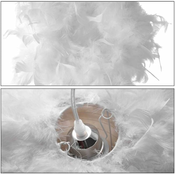 Modern hängande lampa fluffig vit fjäder taklampa lampskärm för fest bröllopsdekoration