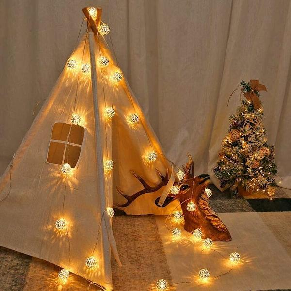 Marockansk lampa, LED-ljusslinga, juldekoration, inomhusljusslinga, 3 meter 20 LED varmvit orientalisk dekoration