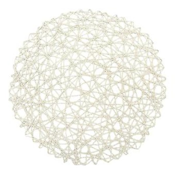 Pyöreät paperikuituiset kudotut tabletit sisustukseen, 38 cm, 12 kpl (valkoinen)