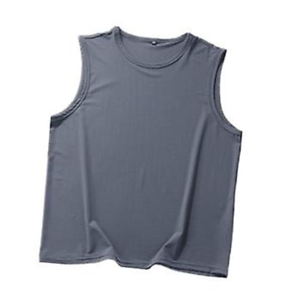 Miesten hihaton treenipaita, viilentävä, nopeasti kuivuva, kotitreeniin ja urheiluun, harmaa, 2XL
