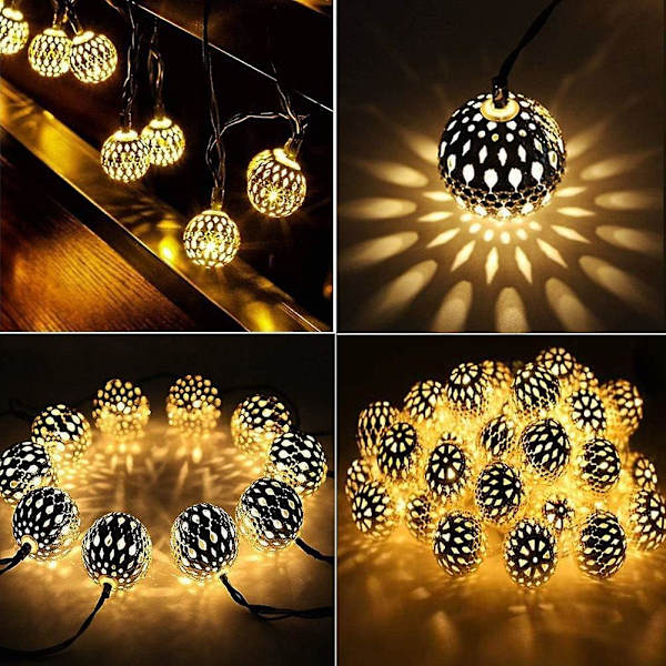Globe String Lights Plug-in Metal Ball Fairy Lights, Kan forbindes med hale stik, Justerbar med flere tilstande, Nyhedsdekorationer
