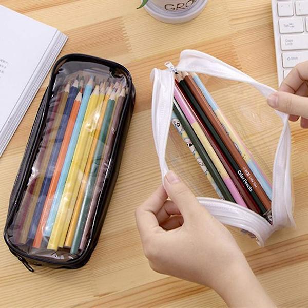 2 st transparenta PVC-blixtlås pennfodral - Toalettartiklar Exam Pen Pouch Case