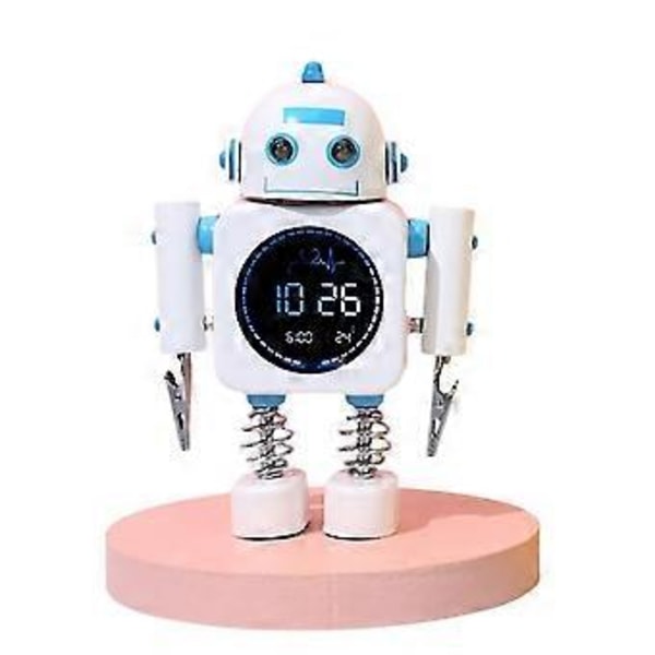 Klocka, söt robotstil Högljudd väckarklocka Tickfri skrivbordsklocka/Black Friday Thanksgiving Day Födelsedag Julklappar (vit)