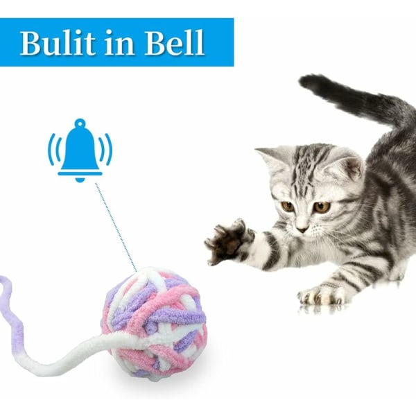3 st katt leksak bollar, interaktiv kattunge leksak med klocka och rep, färgglada ullbollar leksaker eller inomhuskatter som leker