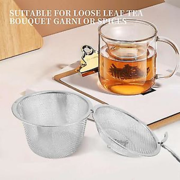 Extra Stor Rostfri Twist Lock Mesh Te-kula Te-sil med Krok och Kedja