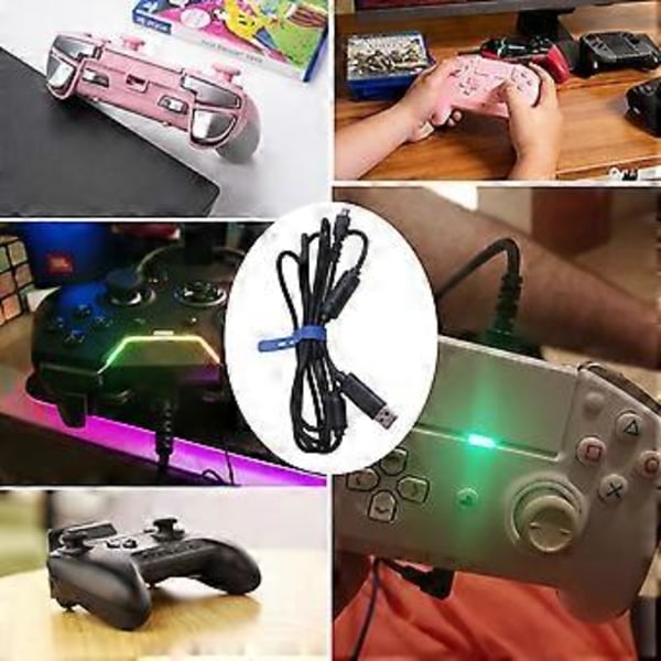 1,9 m USB-kabel Nylonflätad sladd Ersättningskabel för Razer för Wolverine för Xbox One Spelkontroller Reparationsdel Tillbehör