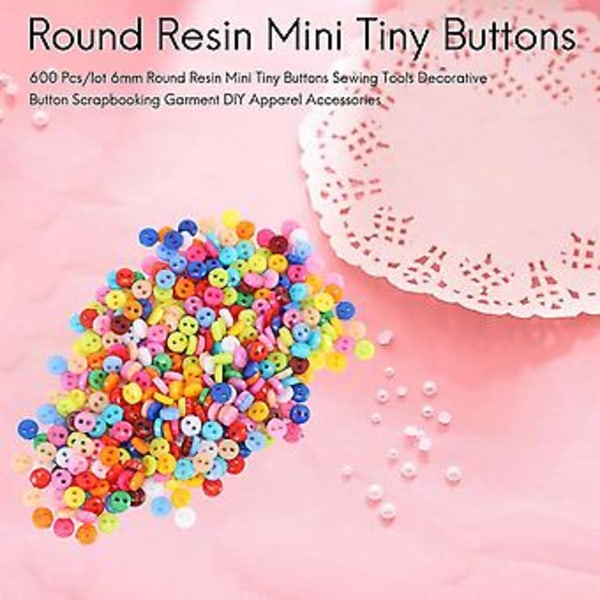 600 stk/lot 6mm Runde Resin Mini Små Knapper Syverktøy Rative Knapp Scra Plagg D