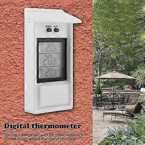 Inomhus Utomhus Termometer, Vattentät Digital Trådlös Temperaturmätare (vit)