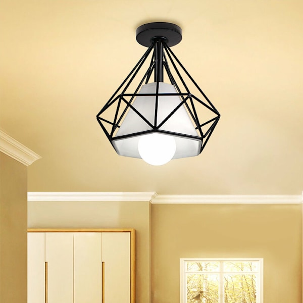 Retro taklampa svart metall hängande lampa för hall sovrum kök vardagsrum E27 bas