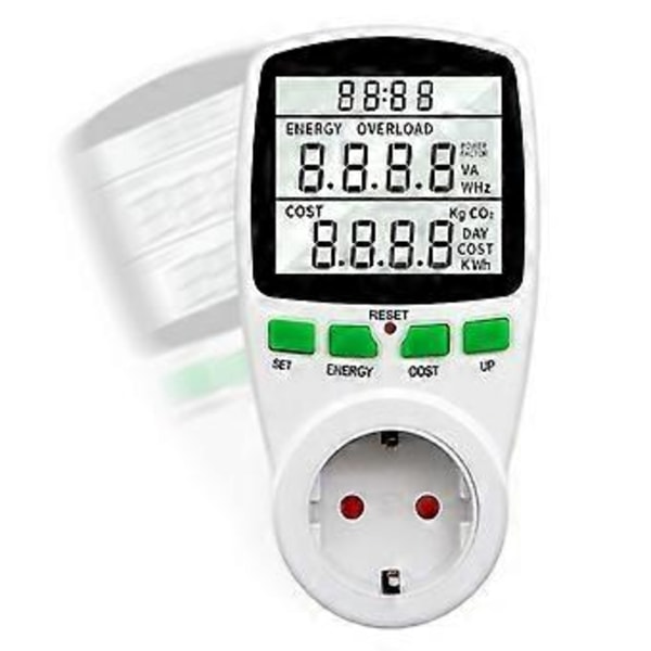 Effektmåler Wattmeter Strømmåler EU-kontakt Energiovervåker Ft
