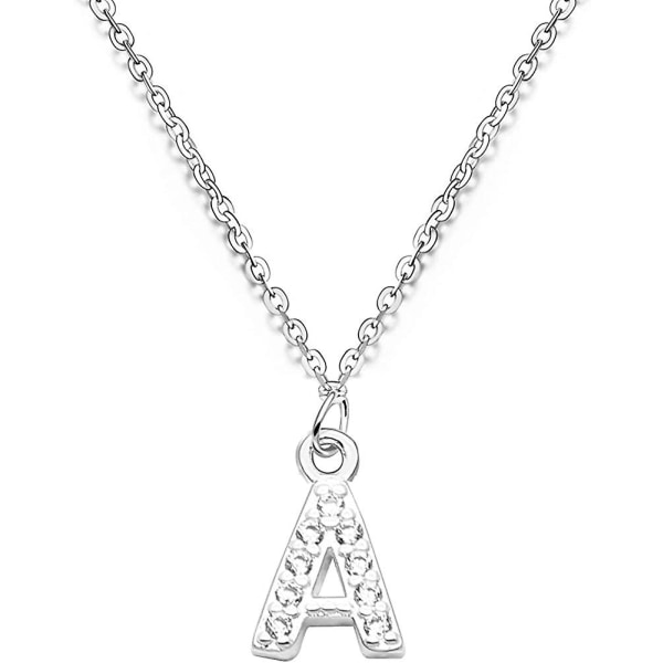 S925 Silver A-z 26 Initial Crystal Pendant Chain Choker Halsband för kvinnor Lady Gift