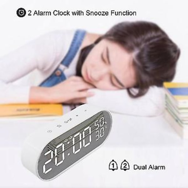 Spegelklocka Alarm Snooze 12/24 Digital Elektronisk Bordsensor