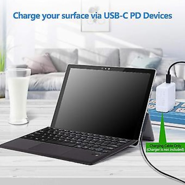 Anslut till USB C-laddningskabel för Surface Pro 3/4/5/6/7, Surface Go