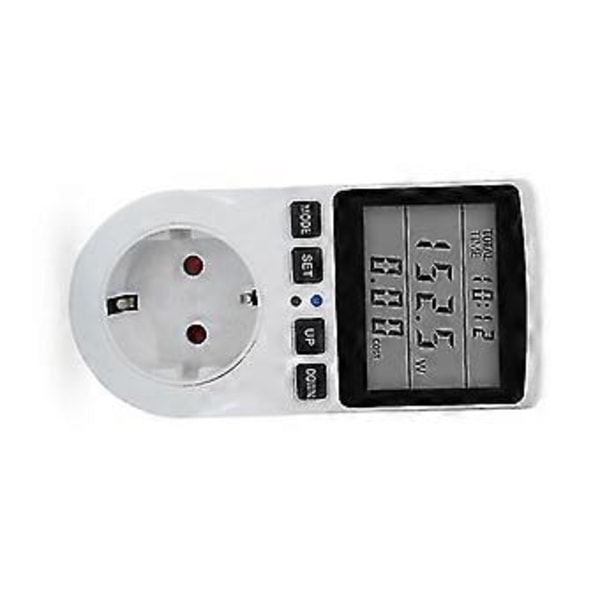AC 220V Strøm Energimåler Digital Wattmeter Kwh Amp Tid El-omkostninger Effektfaktor Monitor EU Stik