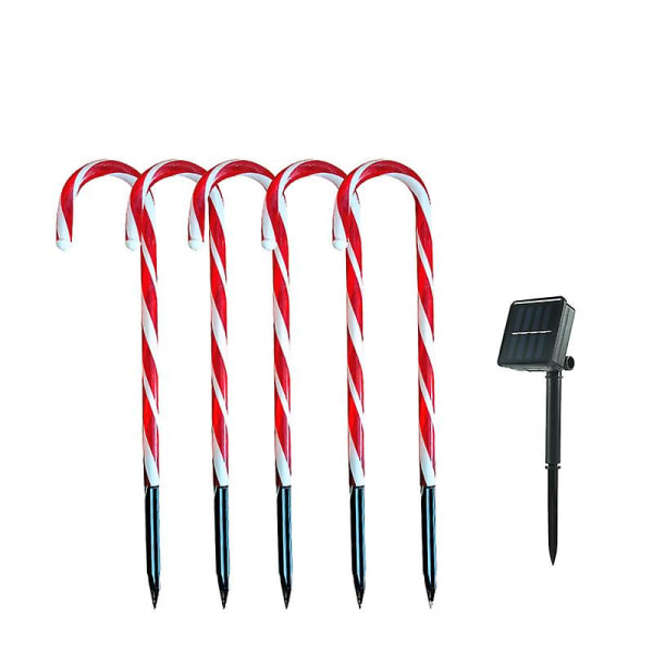 Christmas Candy Cane Lights Outdoor Pathway - Opplyste Candy Cane Canes For Outdoor Decoration (sett med 5, 12-tommers)