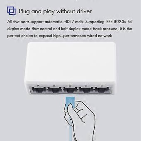 Ethernet Internet Splitter Hub Nätverk Switch Dator 5 Portar 10/100mbps EU-kontakt