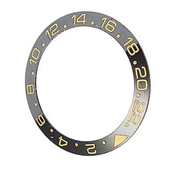 Keramisk Klockring Svart Bas Guld Siffer Klockring Insats Ersättningsdelar Tillbehör för Urmakare 38mm
