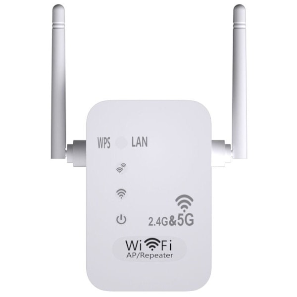 WiFi Repeater Trådløs 5G+2.4G 1200Mbps Dobbelt Antenne Signal Booster Langtrækkende Extender..