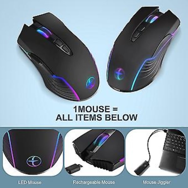 Trådlös Mus Mus Jiggler Musrörare LED Uppladdningsbar 2.4g Mause Ergonomisk Mini Mus USB Optiska Möss 1600 DPI