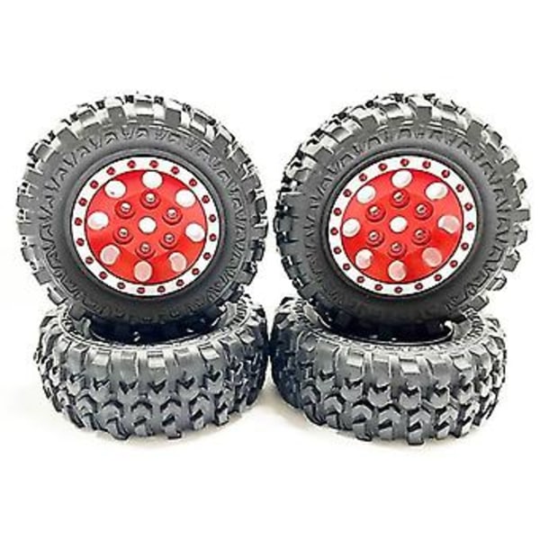 4kpl 1.0 Renkaat ja Metalliset Vanteen Kehät 1/24 Rc Crawler Auto Axial Scx24 Fcx24 Enduro24 S, punainen