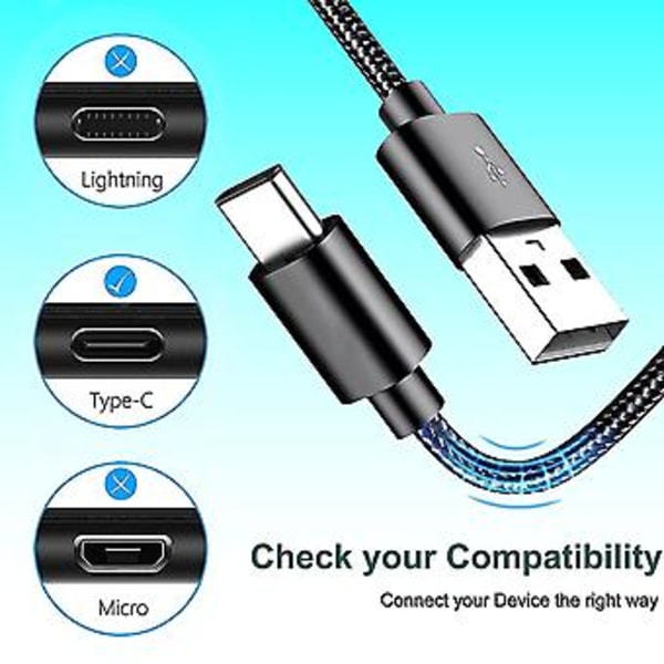 Usb C -kaapeli, Usb Type C -kaapeli Nylon Nopea Latauskaapeli Samsung S21 Ultra, s20, A72, Huawei Mate 40 Pro+, p50, Nova 8, Y9a, Matebook, Xiaomi 11t, OnePlus