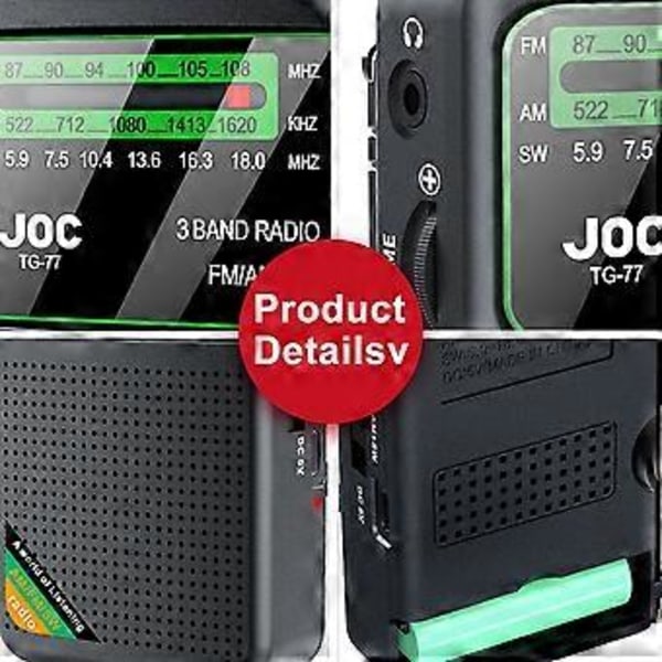 Fickradio Portabel Mini Fullbandsradio AM/FM/SW Radio med Uppladdningsbart Batteri Stöd Hörlurar MiniRadio för Äldre,D