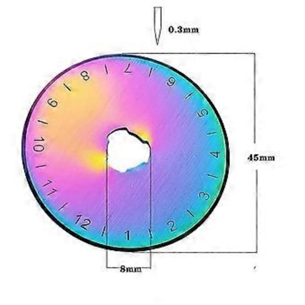 45 mm roterende kutterblader, påfyll av stoffskjæreblader for quilting, scrapbooking, sying, kunst og håndverk, 10-pakning, flerfarget