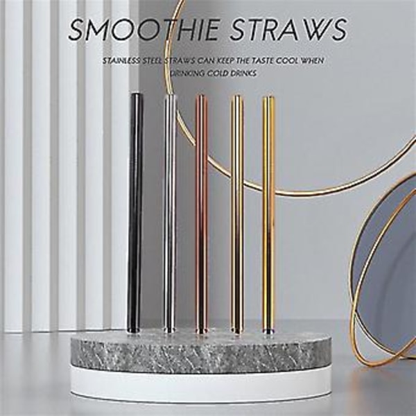 Uudelleenkäytettävät pillit - leveät pillit smoothieille kuplateelle pirtelöille puhdistusharjalla