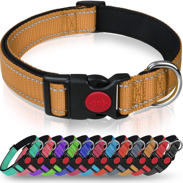 Reflekterande nylon hundhalsband med säkerhetsspänne, justerbara husdjurshalsband med mjukt