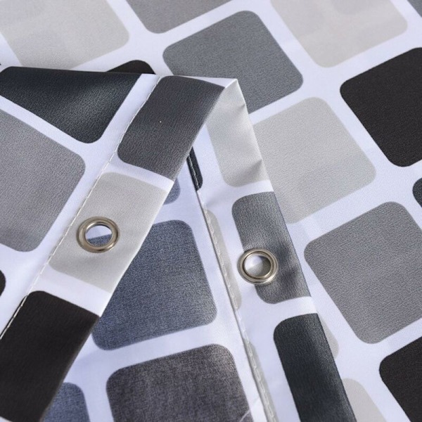 Duschdraperi 200x220cm(BxH) Stor Polyester Anti-Mildew Vattentät Mosaikmönster Badrum Duschdraperi Badkar Draperi Foder med Spännen/H