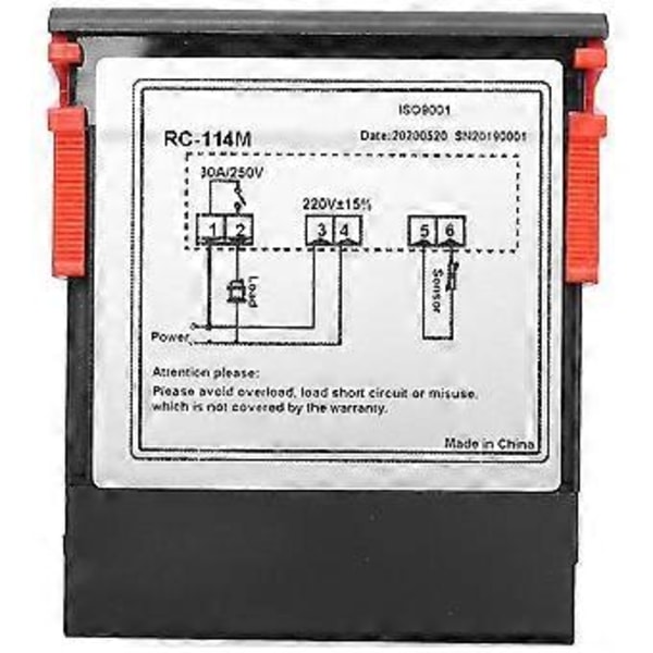 220v/30a Digital Temperaturkontroller Rc-114m Termostat Reléutgang -30~300 Grader Med Ntc Sen
