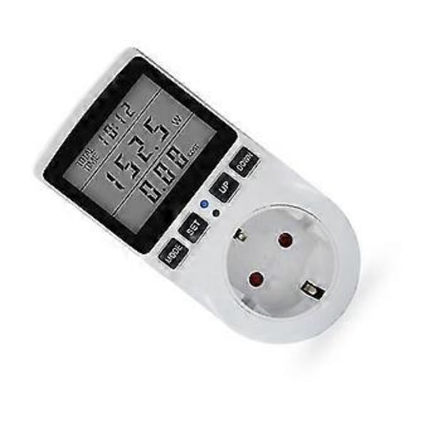 AC 220V Strøm Energimåler Digital Wattmeter Kwh Amp Tid Elektrisitetspris Effektfaktor Monitor EU Plugg