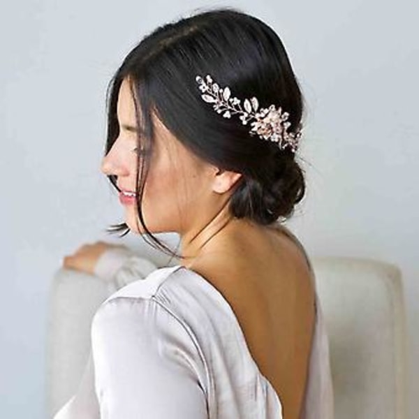 Kristallpärla Brud Bröllop Hårkam Elegant Böjbar Pärlhår Smycken Bröllop Håraccessoarer Roséguld