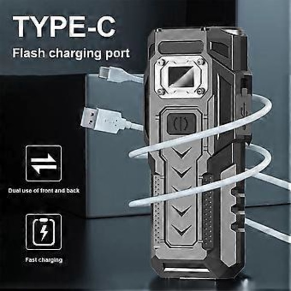 LED Ficklampa USB Uppladdningsbar Handhållen Ficklampa med Strömdisplay Vattentät Arbetslampa för Utomhuscamping