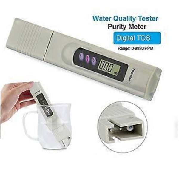 Kannettava kynämallinen TDS-mittari (Total Dissolved Solids), taskukokoinen mittari, vedenlaadun testaaja, 0-999 ppm:n alue juomavedelle, RO-vedenpuhdistimelle, Aqua