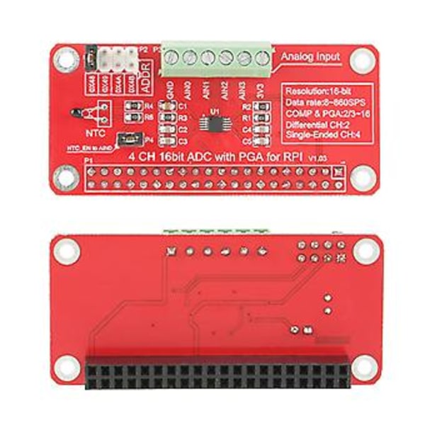 1 stk 16-bit ADC Analog til Digital Konverter Modul for Raspberry Pi 3/2/B+